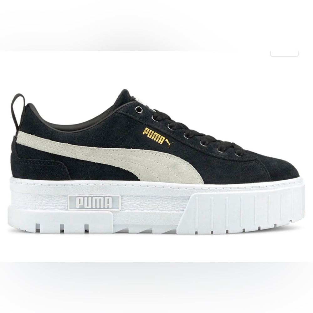 PUMA MAYZE PLATFORM SUEDE Black and White Sneakers Women’s US Size 9